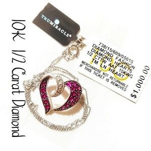 NEW 1/2 Carat Diamonds 10K White Gold w 18" Necklace MSRP $1,000